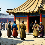 **

"A bustling marketplace in Goryeo, 13th century. Korean merchants in modest, traditional hanboks trade with Mongol traders in fur clothing.  Korean architecture blends with yurts in the background. Fully clothed, appropriate attire, safe for work, perfect anatomy, correct proportions, vibrant colors, historical accuracy, professional illustration, high quality, family-friendly."

**