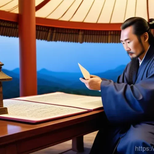 삼국지 속 실제 역사 - **Prompt: Zhuge Liang: The Visionary Strategist**
    A highly detailed, realistic illustration depi...