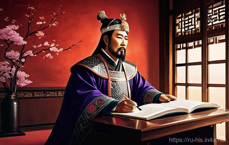 삼국지 속 실제 역사 - **Prompt: Zhuge Liang: The Visionary Strategist**
    A highly detailed, realistic illustration depi...