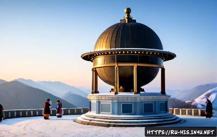 Home 17 조선의 과학 기술 발전 - Photorealistic Joseon Dynasty royal observatory at dawn, Korean astronomers in traditional robes car...